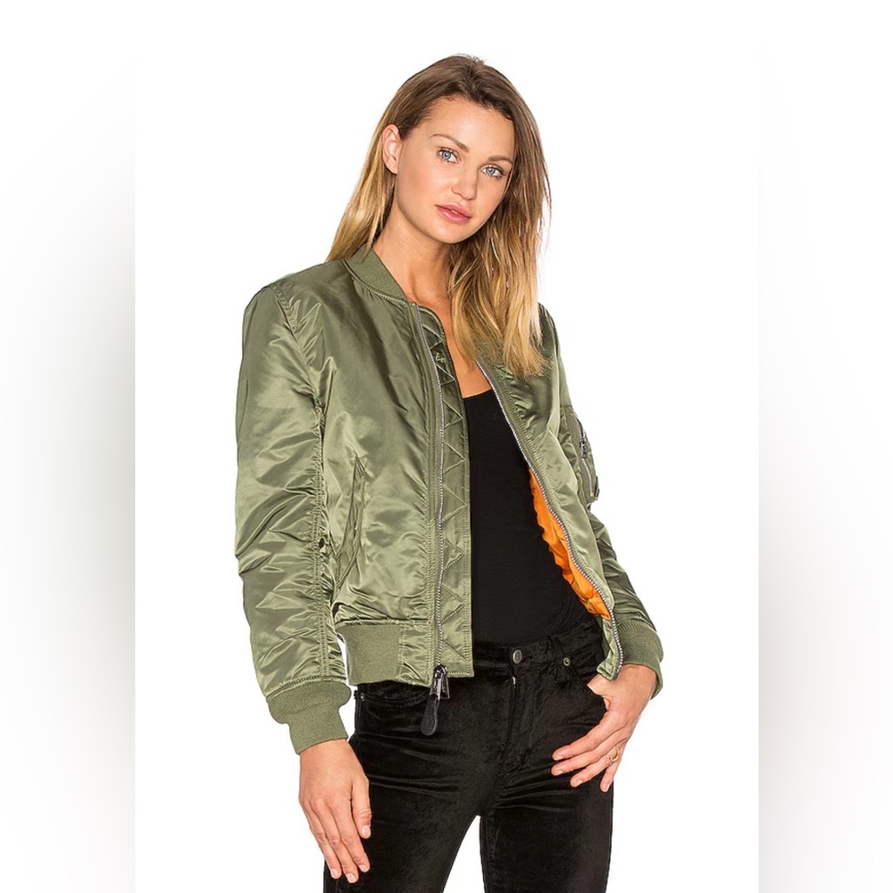 Women's Alpha Industry Green MA-1 Reversible Bomber Jacket